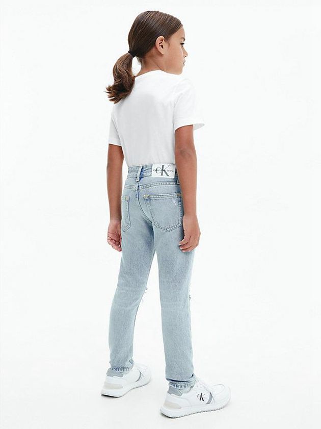 White Calvin Klein Unisex Logo Girls's T-Shirt | TIGC-40287