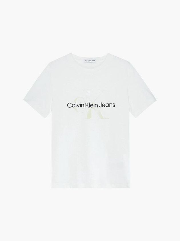 White Calvin Klein Unisex Logo Girls's T-Shirt | TIGC-40287