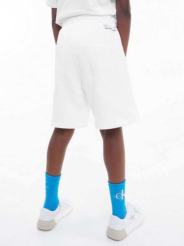 White Calvin Klein Unisex Monogram Jogger - Pride Boys's Shorts | CUPF-94103