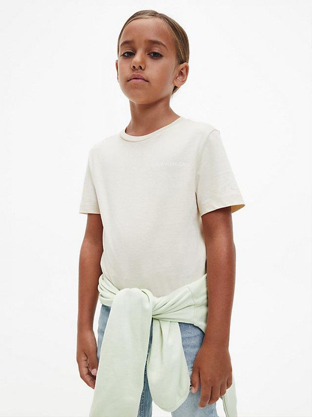 White Calvin Klein Unisex Organic Cotton Girls's T-Shirt | VZWN-19058