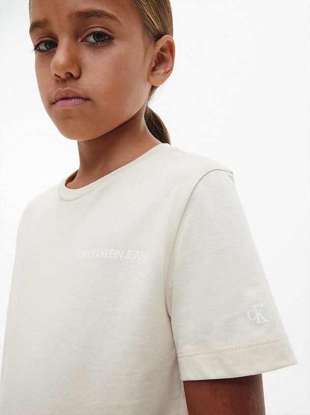 White Calvin Klein Unisex Organic Cotton Girls's T-Shirt | VZWN-19058