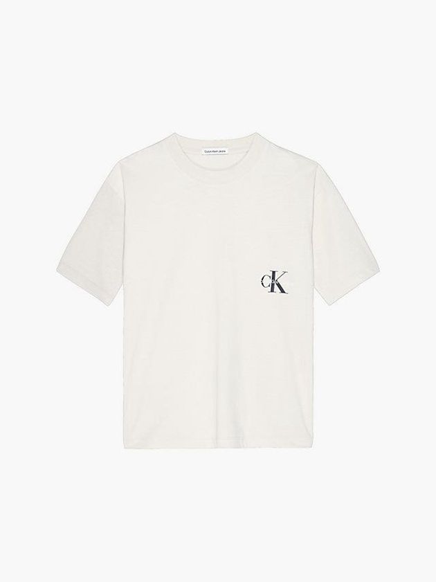 White Calvin Klein Unisex Oversized Colourblock Girls's T-Shirt | TQJX-05869