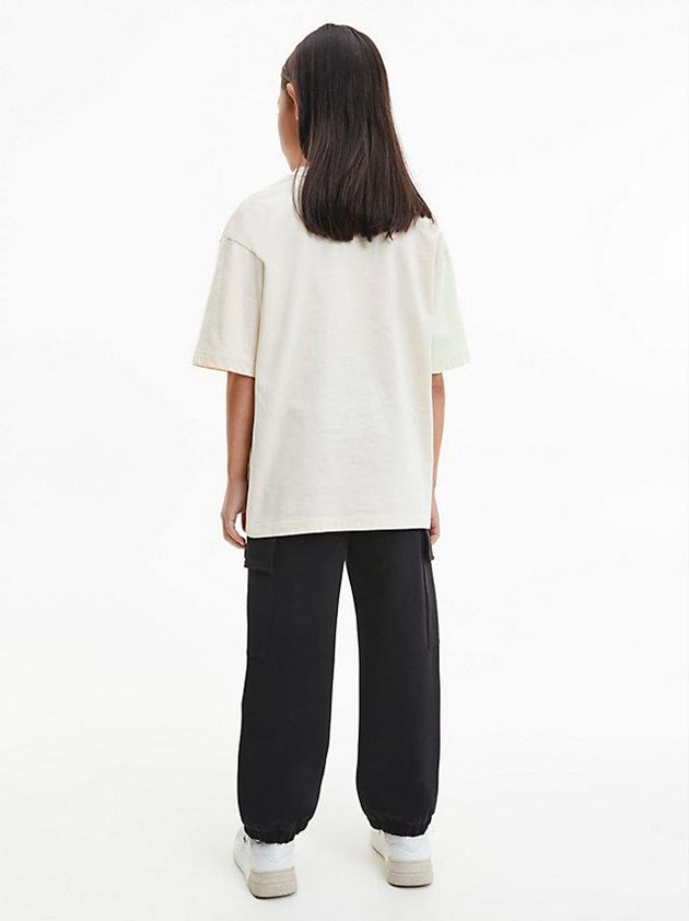 White Calvin Klein Unisex Oversized Colourblock Girls's T-Shirt | TQJX-05869