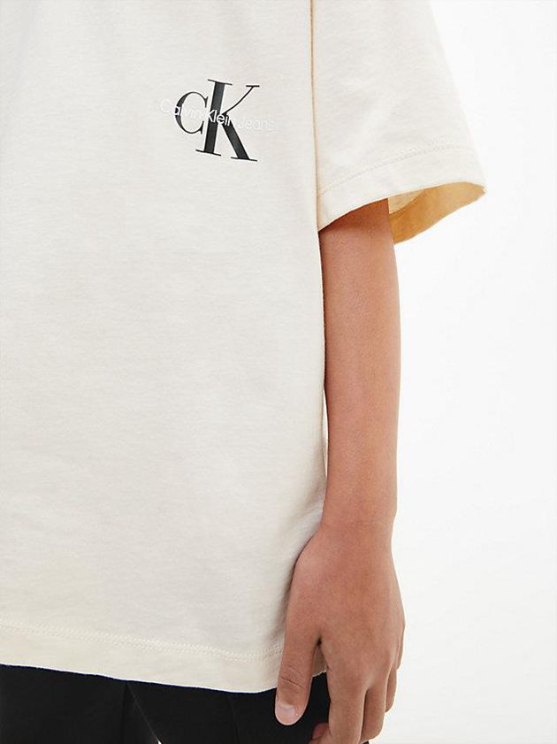 White Calvin Klein Unisex Oversized Colourblock Girls's T-Shirt | TQJX-05869