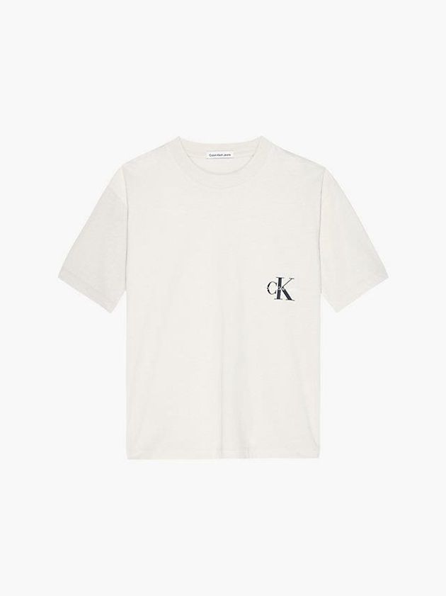 White Calvin Klein Unisex Oversized Colourblock Girls's T-Shirt | TQJX-05869