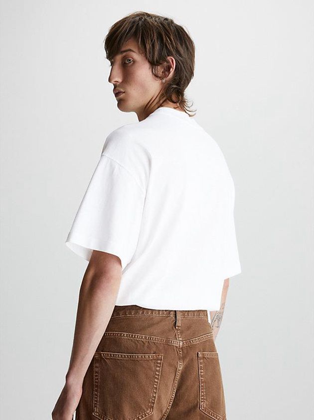 White Calvin Klein Unisex Oversized Men T-Shirt | PUZJ-67128