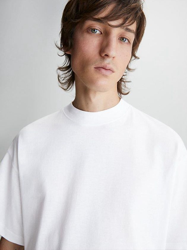 White Calvin Klein Unisex Oversized Men T-Shirt | PUZJ-67128