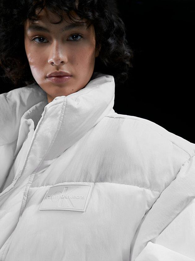 White Calvin Klein Unisex Oversized Puffer Men Vest | CIJK-53407
