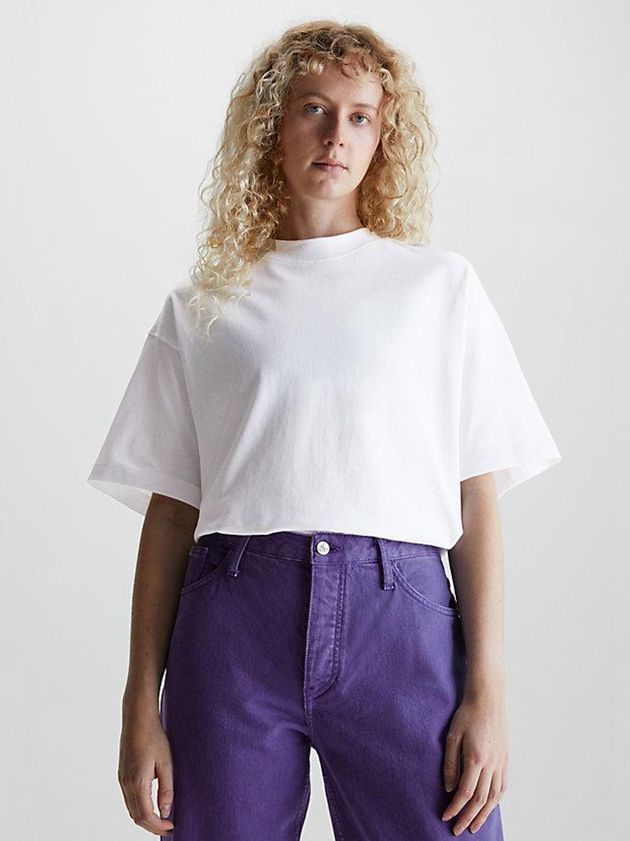 White Calvin Klein Unisex Oversized Women T-Shirt | SUOP-02193
