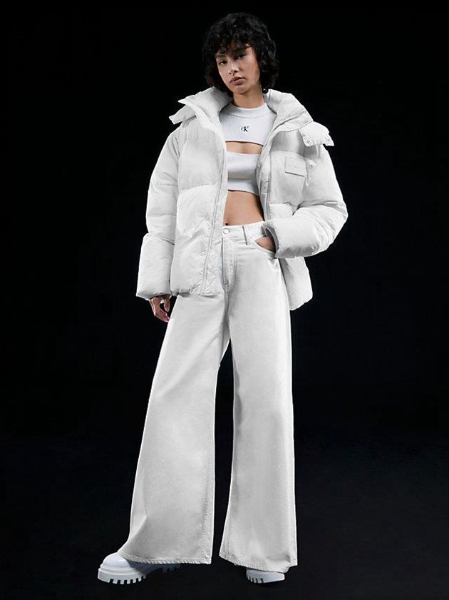 White Calvin Klein Unisex Padded Puffer Women Jacket | AIVL-35490