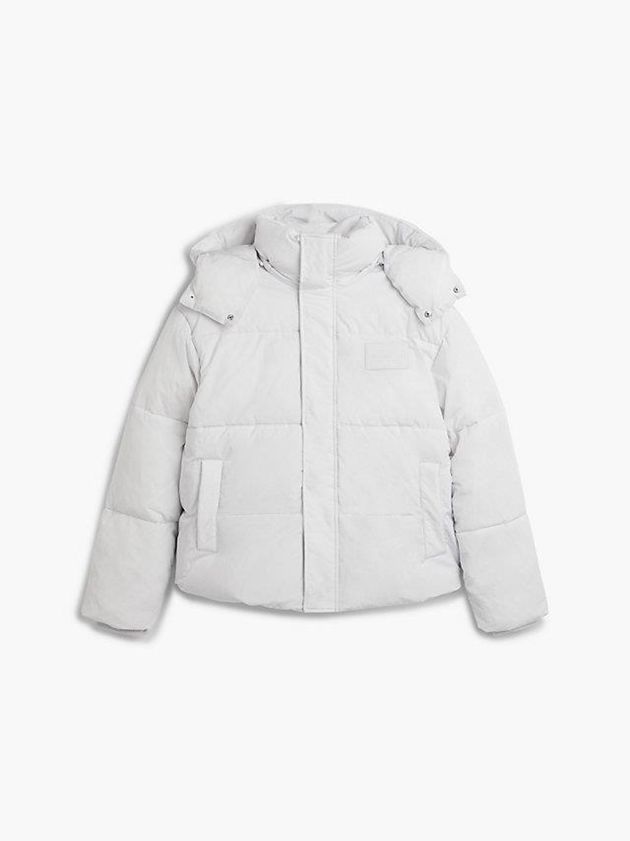 White Calvin Klein Unisex Padded Puffer Women Jacket | AIVL-35490