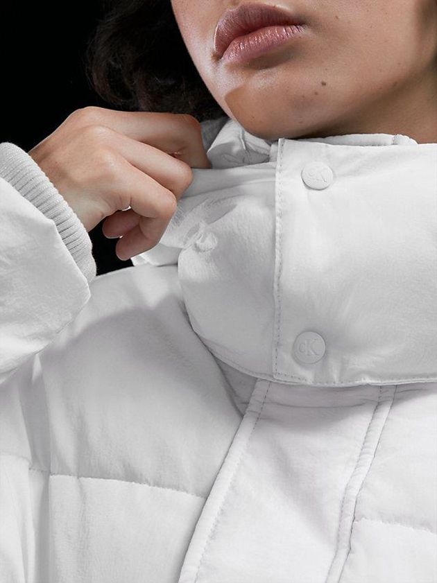 White Calvin Klein Unisex Padded Puffer Men Jacket | FAWZ-92536