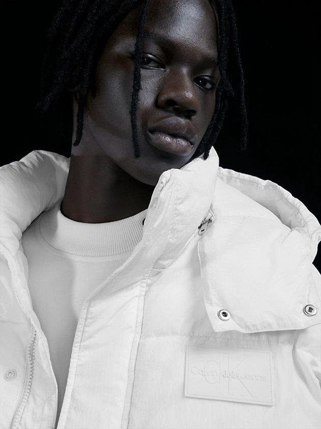 White Calvin Klein Unisex Padded Puffer Men Jacket | FAWZ-92536