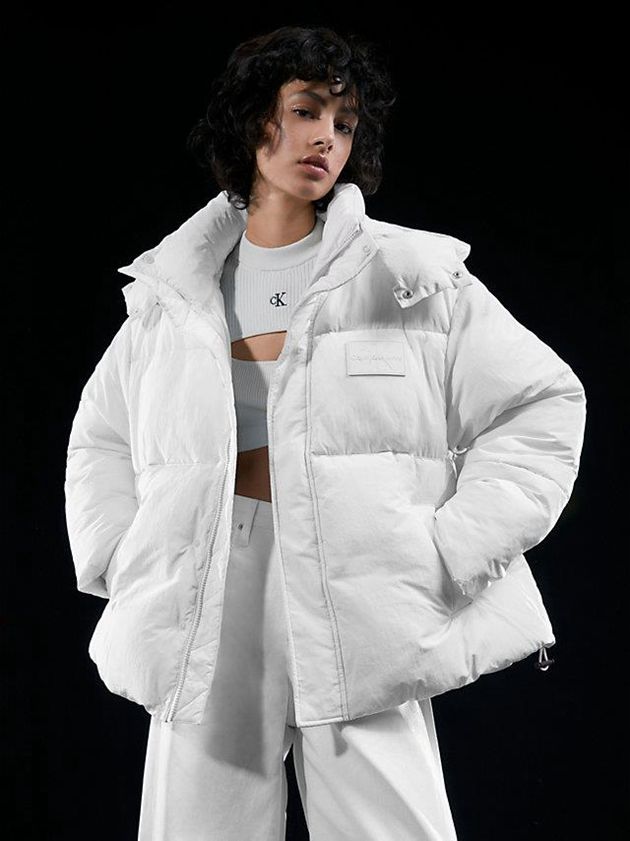 White Calvin Klein Unisex Padded Puffer Men Jacket | FAWZ-92536