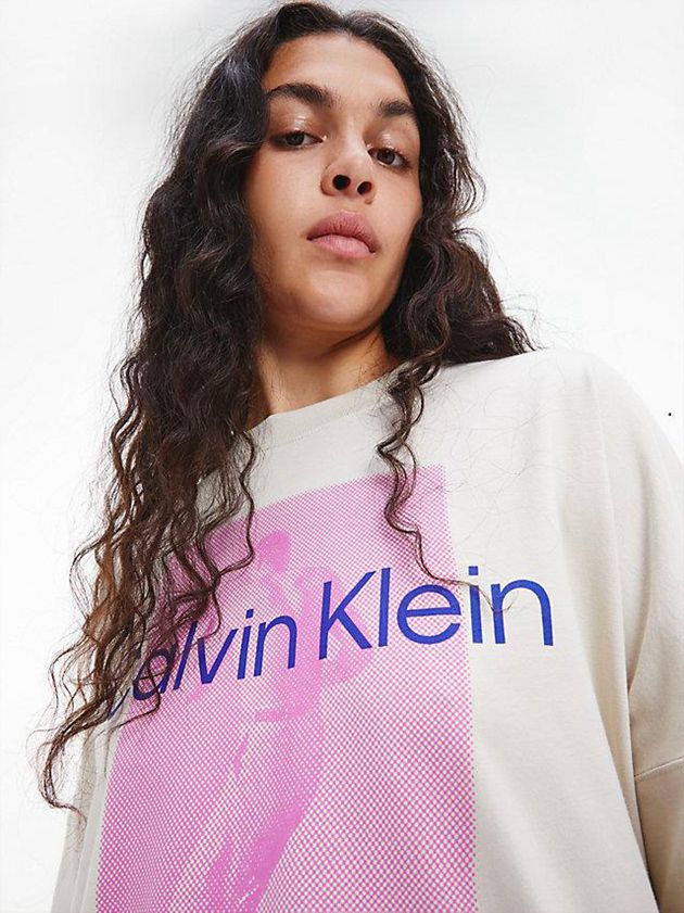 White Calvin Klein Unisex Printed Long Sleeve - CK Standards Men T-Shirt | YNSP-18269