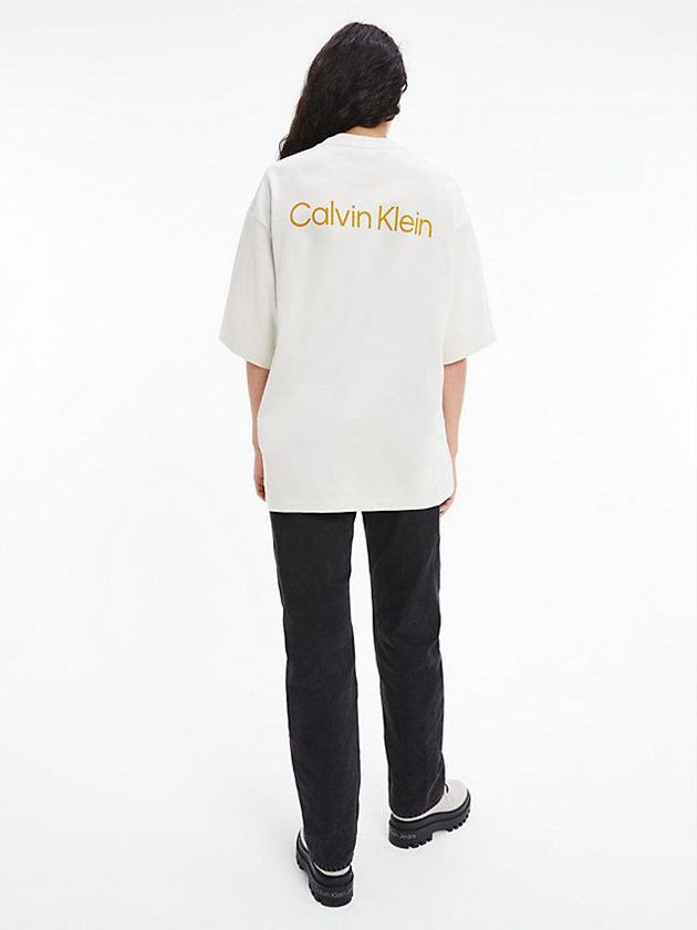 White Calvin Klein Unisex Printed - CK Standards Men T-Shirt | DJEI-43286