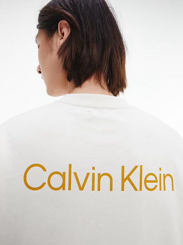 White Calvin Klein Unisex Printed - CK Standards Men T-Shirt | DJEI-43286