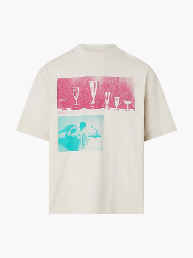 White Calvin Klein Unisex Printed - CK Standards Men T-Shirt | DJEI-43286
