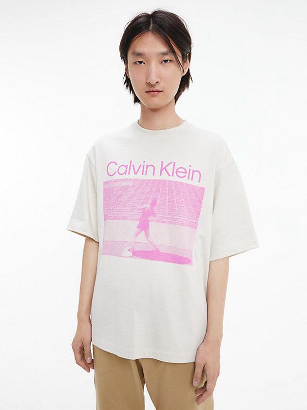 White Calvin Klein Unisex Printed - CK Standards Men T-Shirt | ESPF-04532
