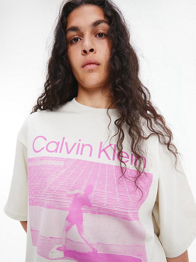 White Calvin Klein Unisex Printed - CK Standards Men T-Shirt | ESPF-04532