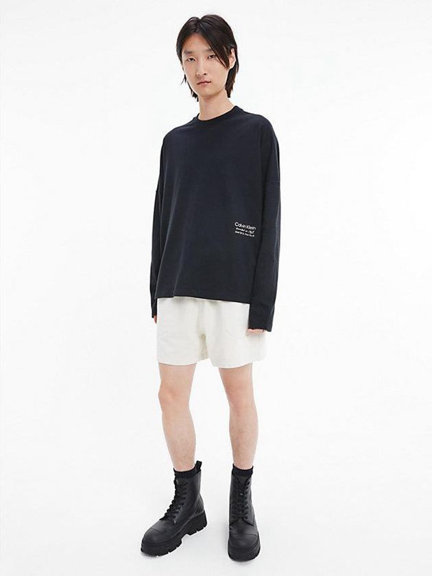 White Calvin Klein Unisex Relaxed Jogger - CK Standards Women Shorts | ENGI-83794