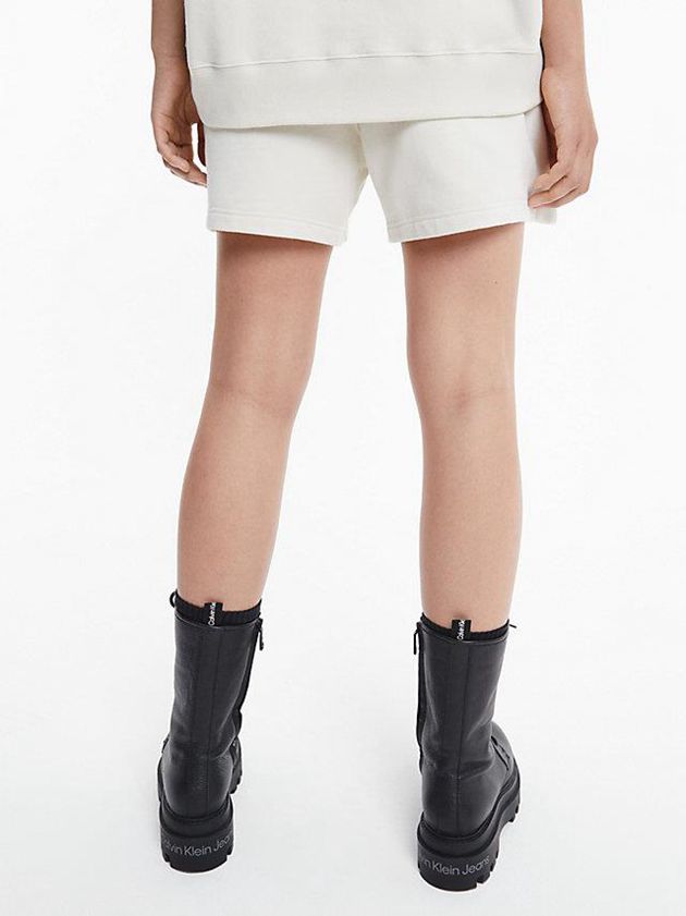 White Calvin Klein Unisex Relaxed Jogger - CK Standards Women Shorts | ENGI-83794