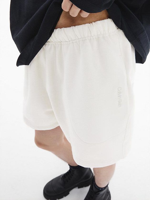 White Calvin Klein Unisex Relaxed Jogger - CK Standards Women Shorts | ENGI-83794