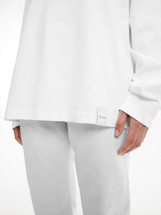 White Calvin Klein Unisex Relaxed Long-Sleeve - CK Standards Women T-Shirt | HIDQ-57682