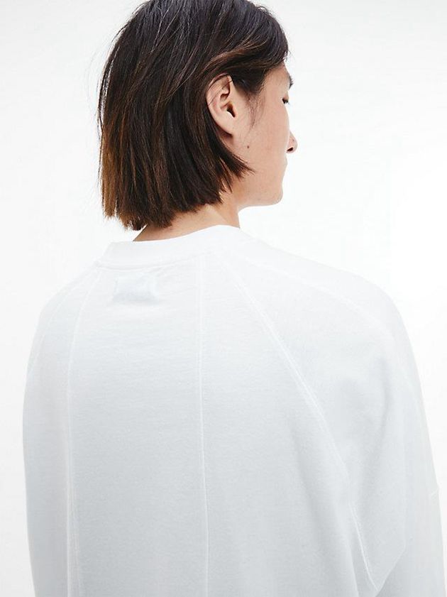 White Calvin Klein Unisex Relaxed Long-Sleeve - CK Standards Women T-Shirt | HIDQ-57682