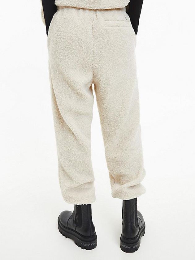 White Calvin Klein Unisex Relaxed Sherpa Women Joggers | YWOL-57613