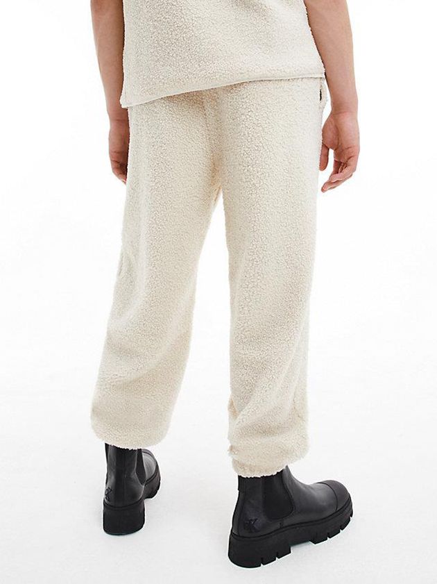 White Calvin Klein Unisex Relaxed Sherpa Women Joggers | YWOL-57613