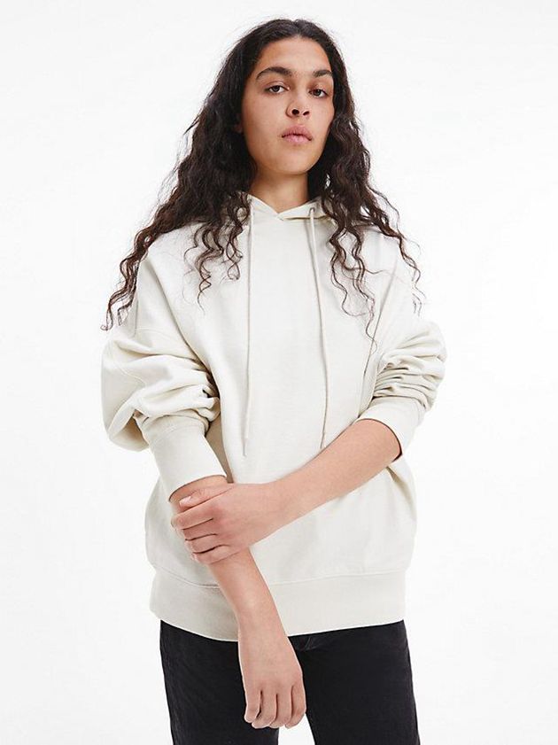 White Calvin Klein Unisex Relaxed - CK Standards Men Hoodie | KOZG-03187