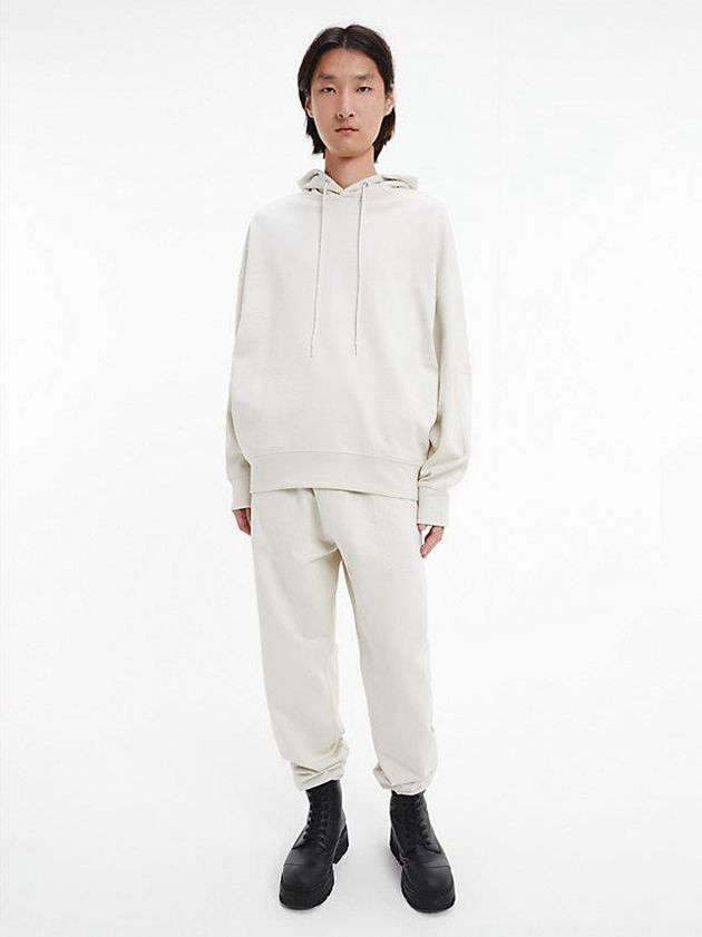 White Calvin Klein Unisex Relaxed - CK Standards Men Hoodie | KOZG-03187