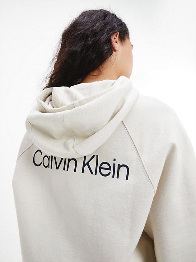 White Calvin Klein Unisex Relaxed - CK Standards Men Hoodie | KOZG-03187