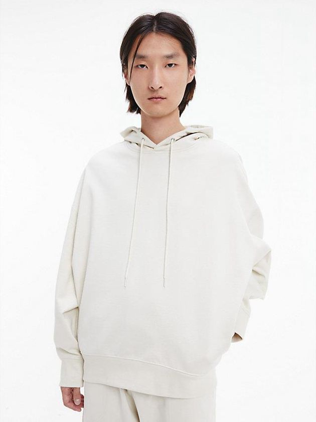 White Calvin Klein Unisex Relaxed - CK Standards Men Hoodie | KOZG-03187