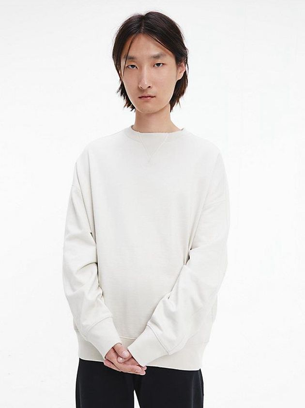 White Calvin Klein Unisex Relaxed - CK Standards Men Sweatshirt | SYOM-76253
