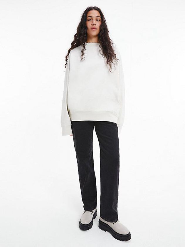 White Calvin Klein Unisex Relaxed - CK Standards Men Sweatshirt | SYOM-76253