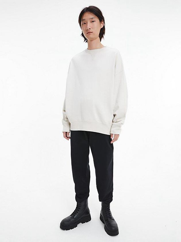 White Calvin Klein Unisex Relaxed - CK Standards Men Sweatshirt | SYOM-76253