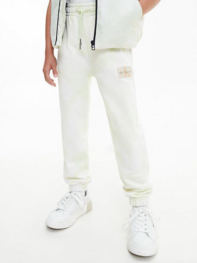 White Calvin Klein Unisex Tie Dye Boys's Joggers | YERF-83476