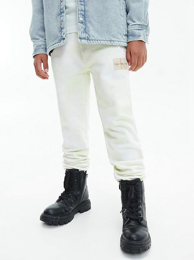 White Calvin Klein Unisex Tie Dye Boys's Joggers | YERF-83476