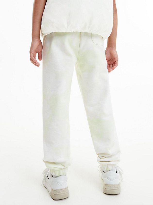 White Calvin Klein Unisex Tie Dye Boys's Joggers | YERF-83476