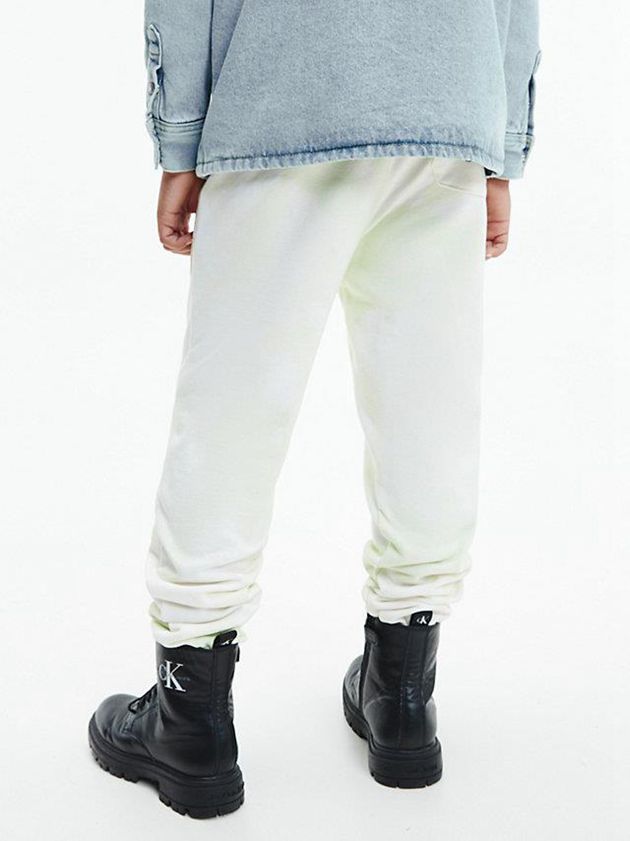 White Calvin Klein Unisex Tie Dye Boys's Joggers | YERF-83476