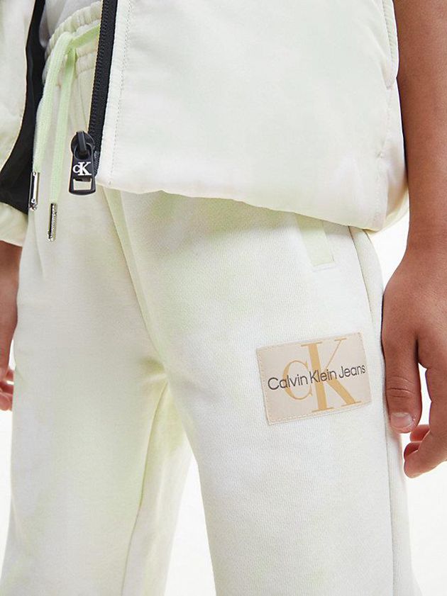 White Calvin Klein Unisex Tie Dye Boys's Joggers | YERF-83476