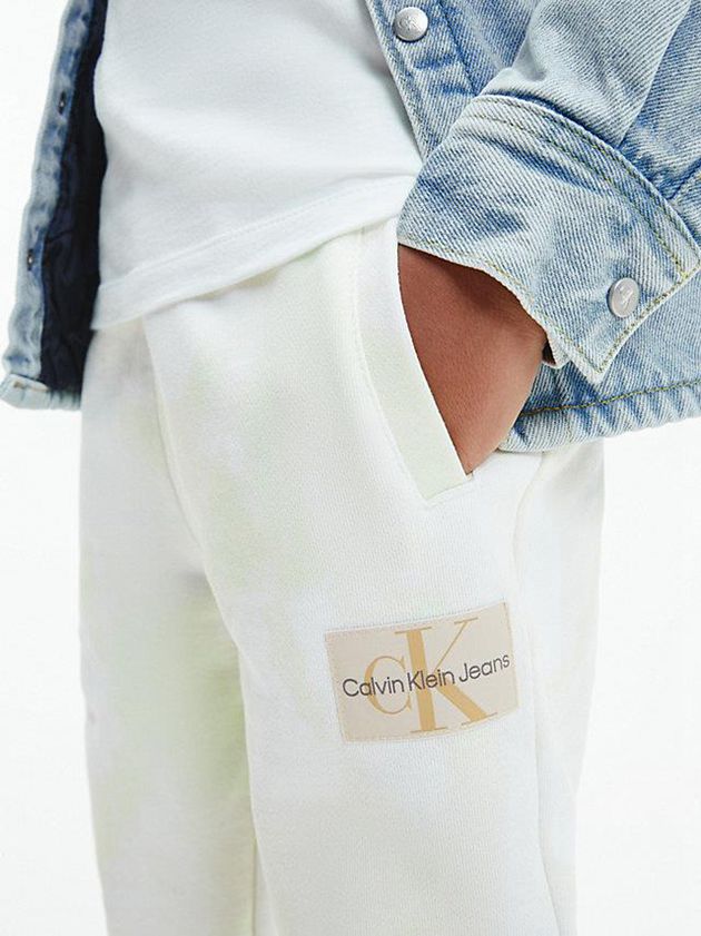 White Calvin Klein Unisex Tie Dye Boys's Joggers | YERF-83476