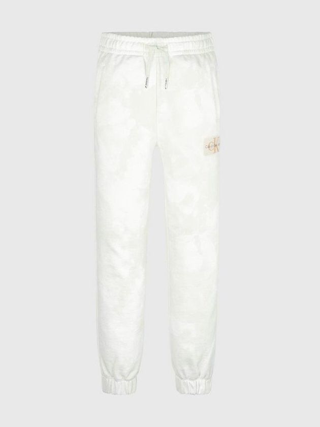 White Calvin Klein Unisex Tie Dye Boys's Joggers | YERF-83476