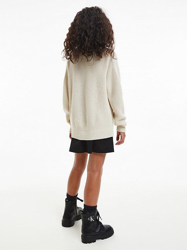 White Calvin Klein Unisex Zip Neck Jumper Girls's Sweater | MVFK-98450