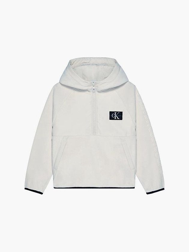 White Calvin Klein Zip Neck Fleece Boys's Hoodie | ZDSW-49532