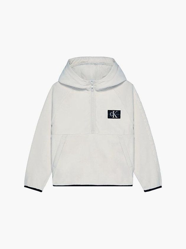 White Calvin Klein Zip Neck Fleece Boys's Hoodie | ZDSW-49532