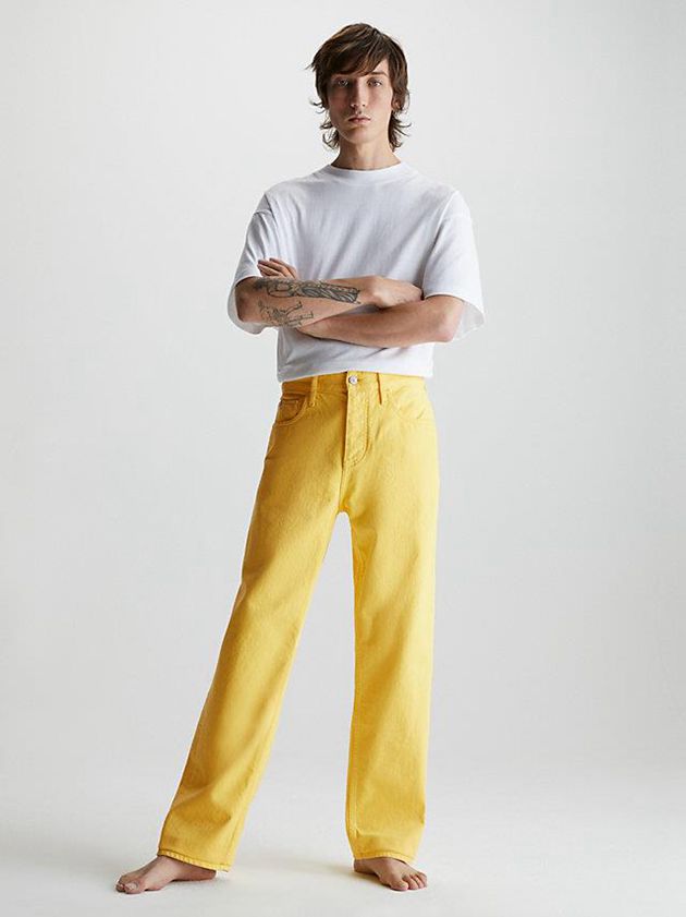 Yellow Calvin Klein 90's Straight Men Jeans | BLOE-17295