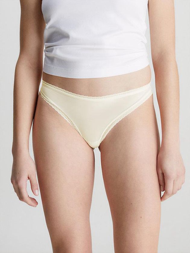 Yellow Calvin Klein Bottoms Up Women Thong | EBWP-10345